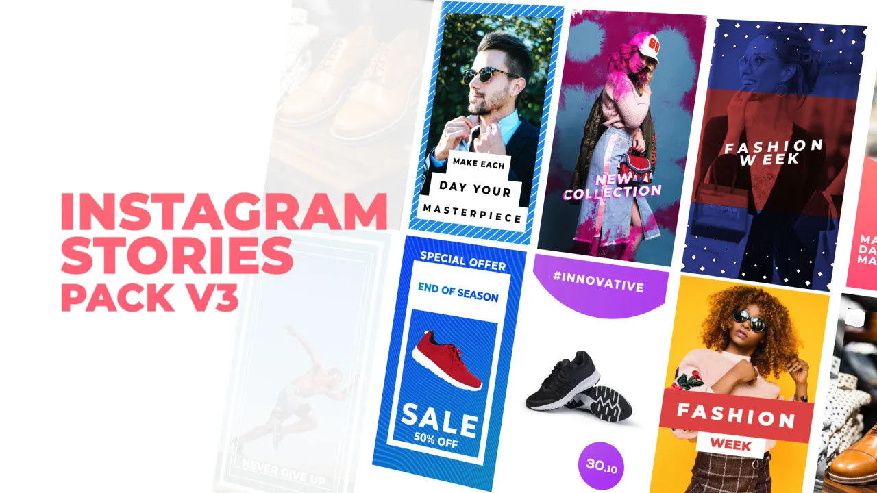 动画Instagram故事合集像素设计精选AE模板