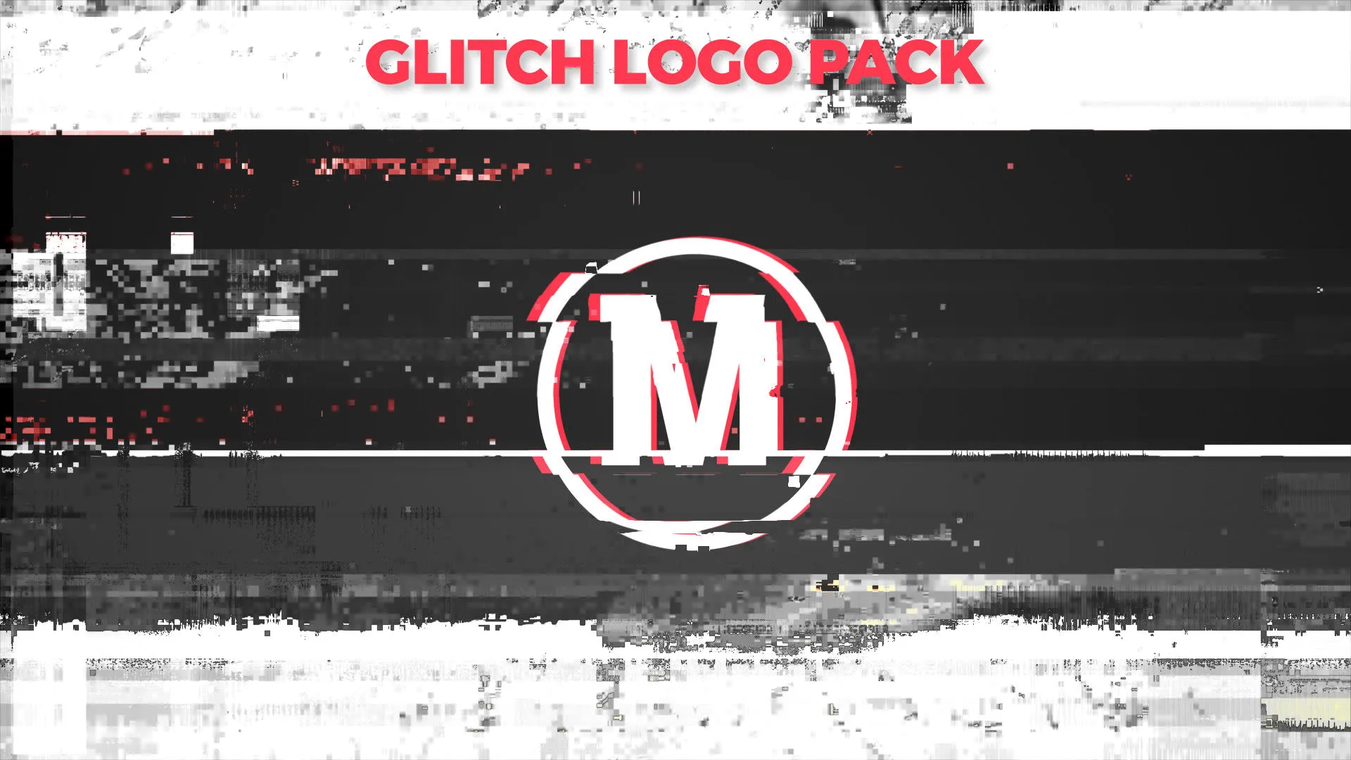 故障效果徽标包集合像素设计精选AE模板