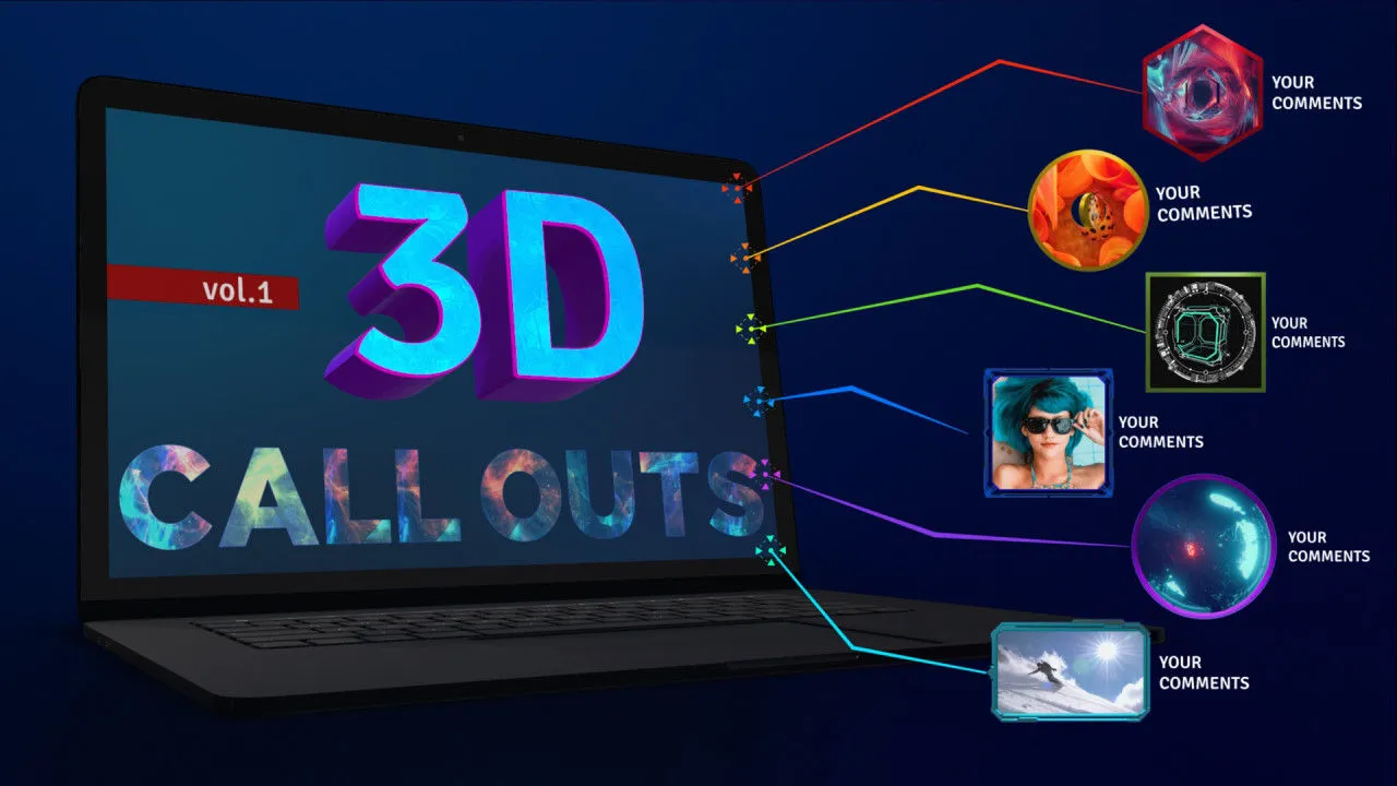 线条呼出解说文字动画动态形状边框像素设计精选AE模板