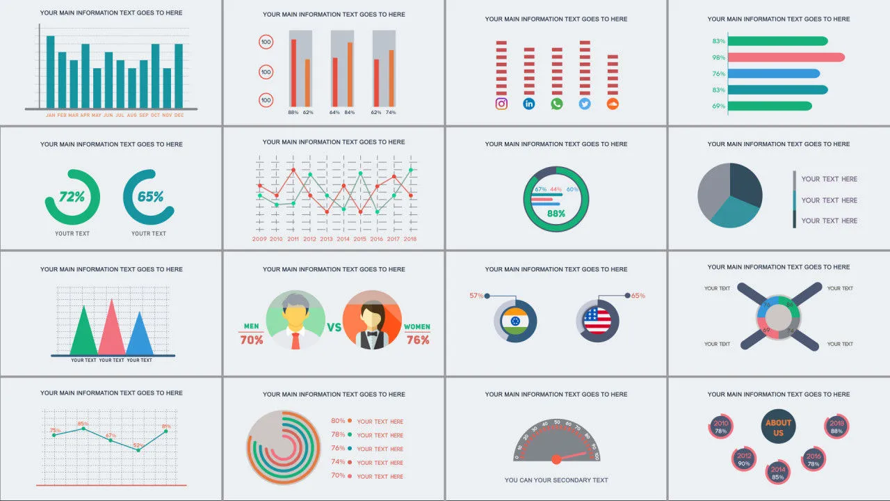 6个品牌匹配的动画信息图表像素设计精选AE模板
