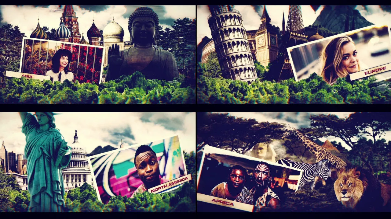 世界旅行动态动画图片像素设计精选AE模板