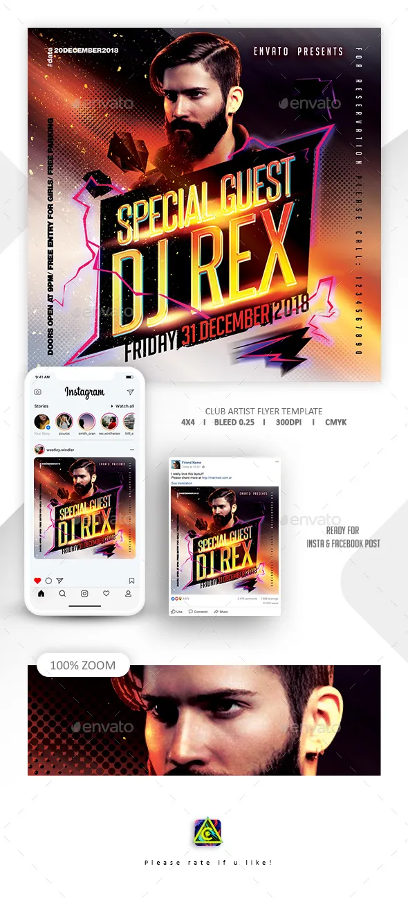 夜店DJ宣传海报模板下载 Guest Dj Flyer Template [psd]插图