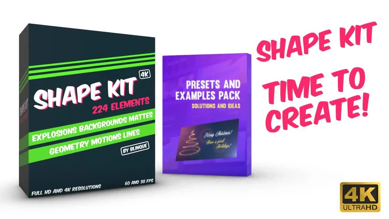 200个多功能元素形状套件像素设计精选AE模板