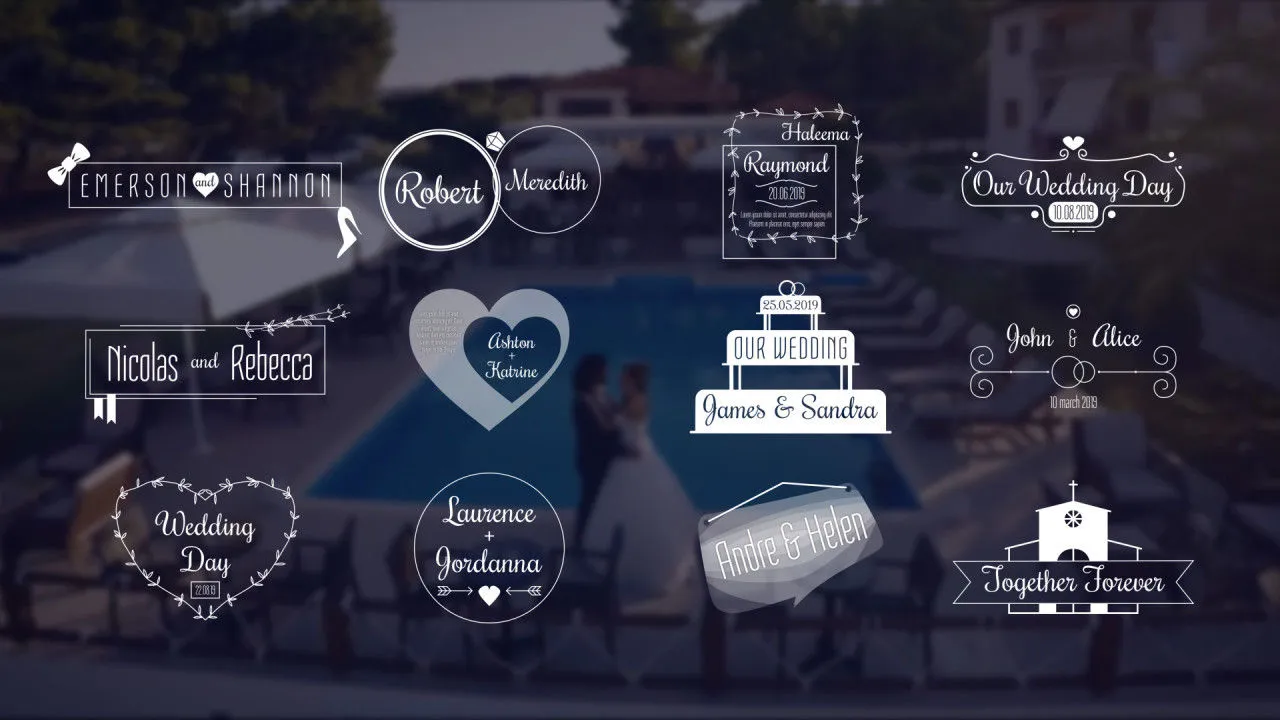 12个优雅的婚礼标题像素设计精选AE模板