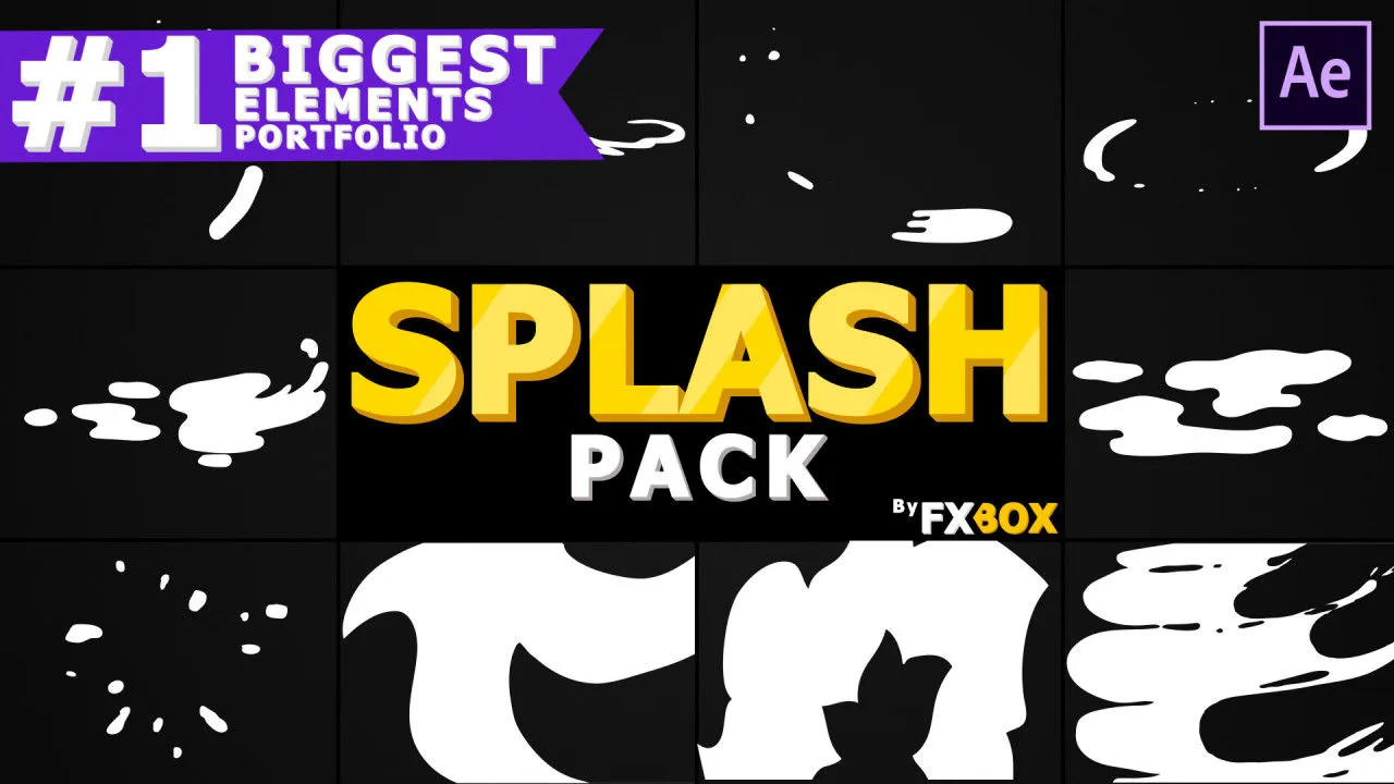 卡通动画手绘液体飞溅像素设计精选AE模板