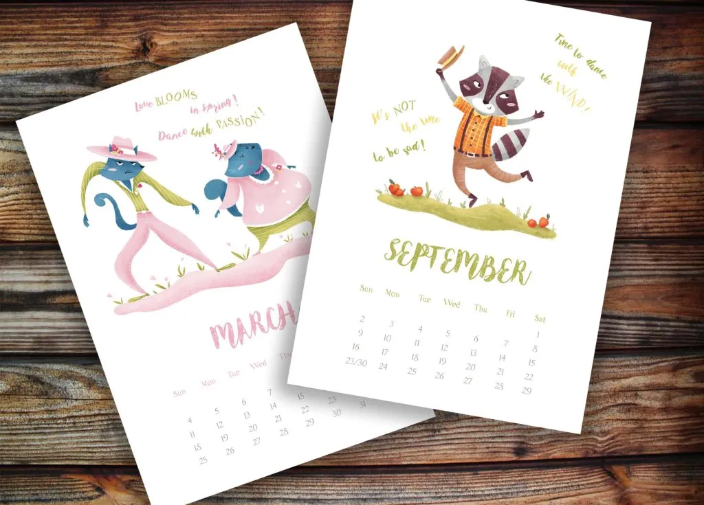 24款卡通跳舞的动物手绘插画素材[psd,png,jpg,pdf]插图(6)