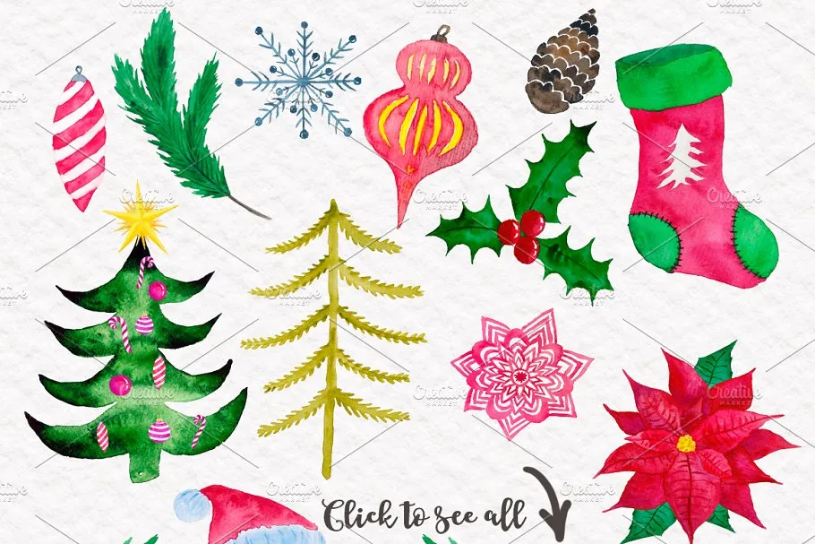 可爱冬日动物形象水彩图案 Cute Winter Animals Collection插图(2)