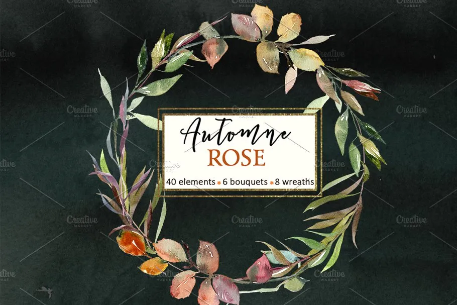 粉色红色花卉水彩剪贴画 Pink Watercolor Florals Clipart插图(13)