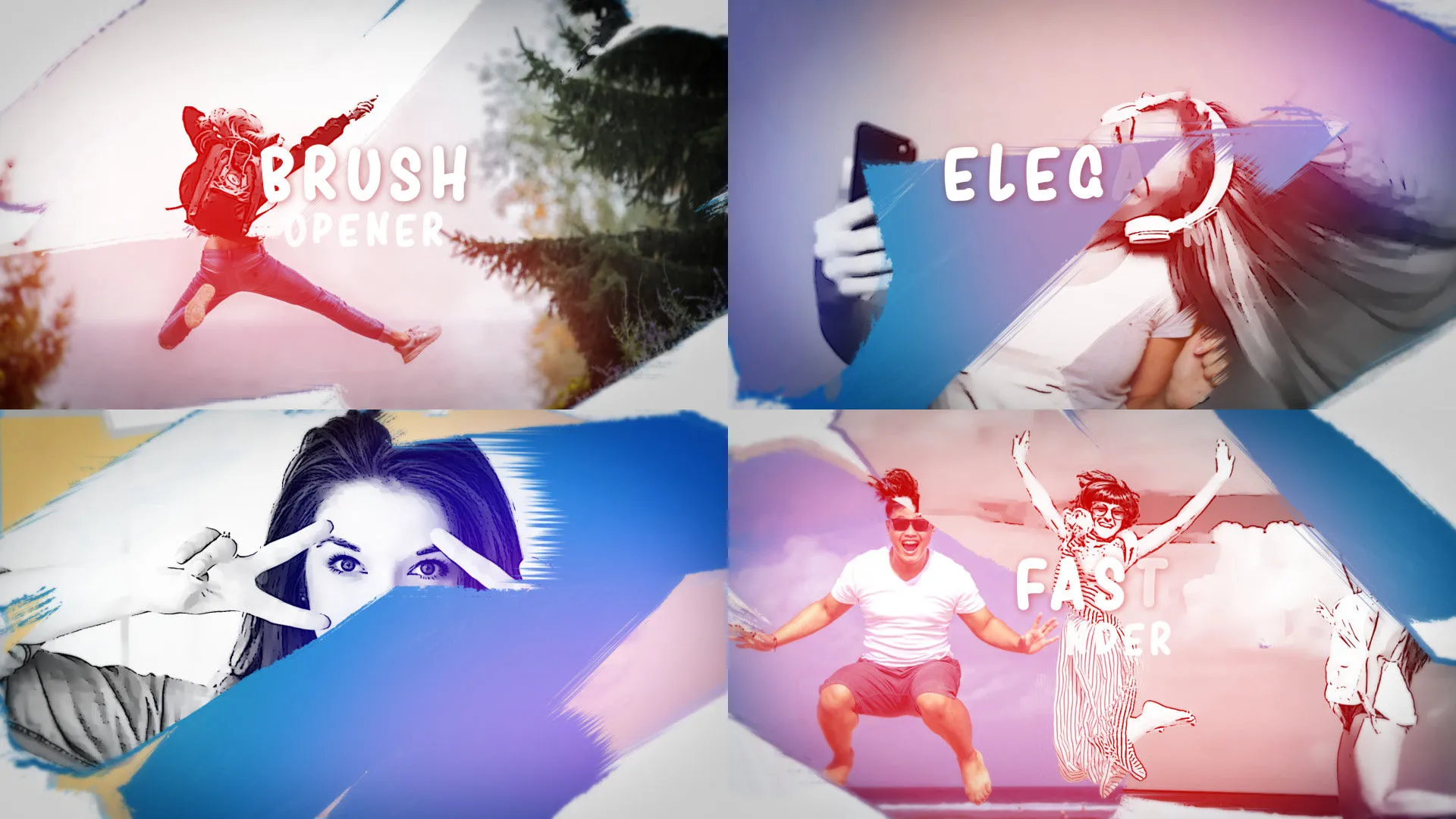 笔刷遮罩视频片头特效像素设计精选AE模板