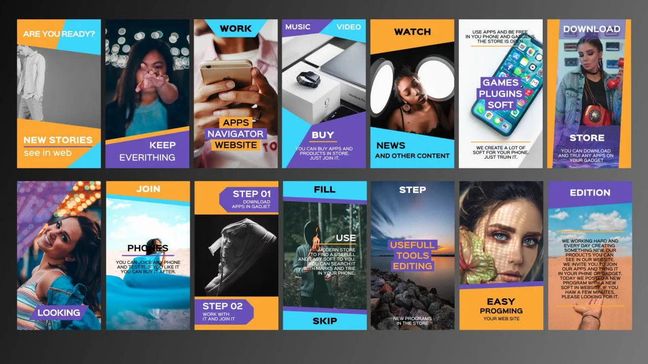 15个炫酷的Instagram故事像素设计精选AE模板