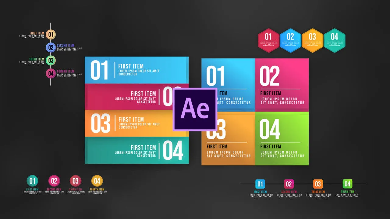 6个信息图动画列表像素设计精选AE模板