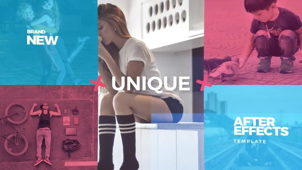 时尚动态多图切换照片展示像素设计精选AE模板