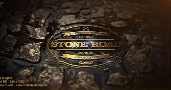 复古黄金石子流水镜头特效logo演示像素设计精选AE模板 Stone Road Logo