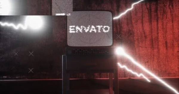 老式扭曲恐怖电视毛刺Logo演示动画像素设计精选AE模板 Old Distorted Horror TV Glitch Logo Opener