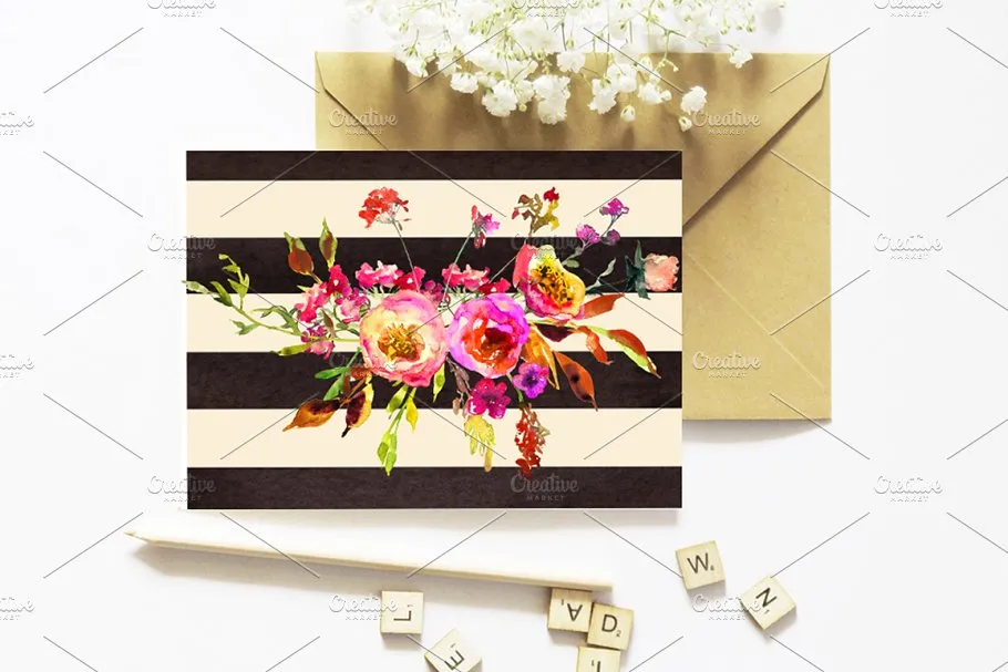 粉色红色花卉水彩剪贴画 Pink Watercolor Florals Clipart插图(16)