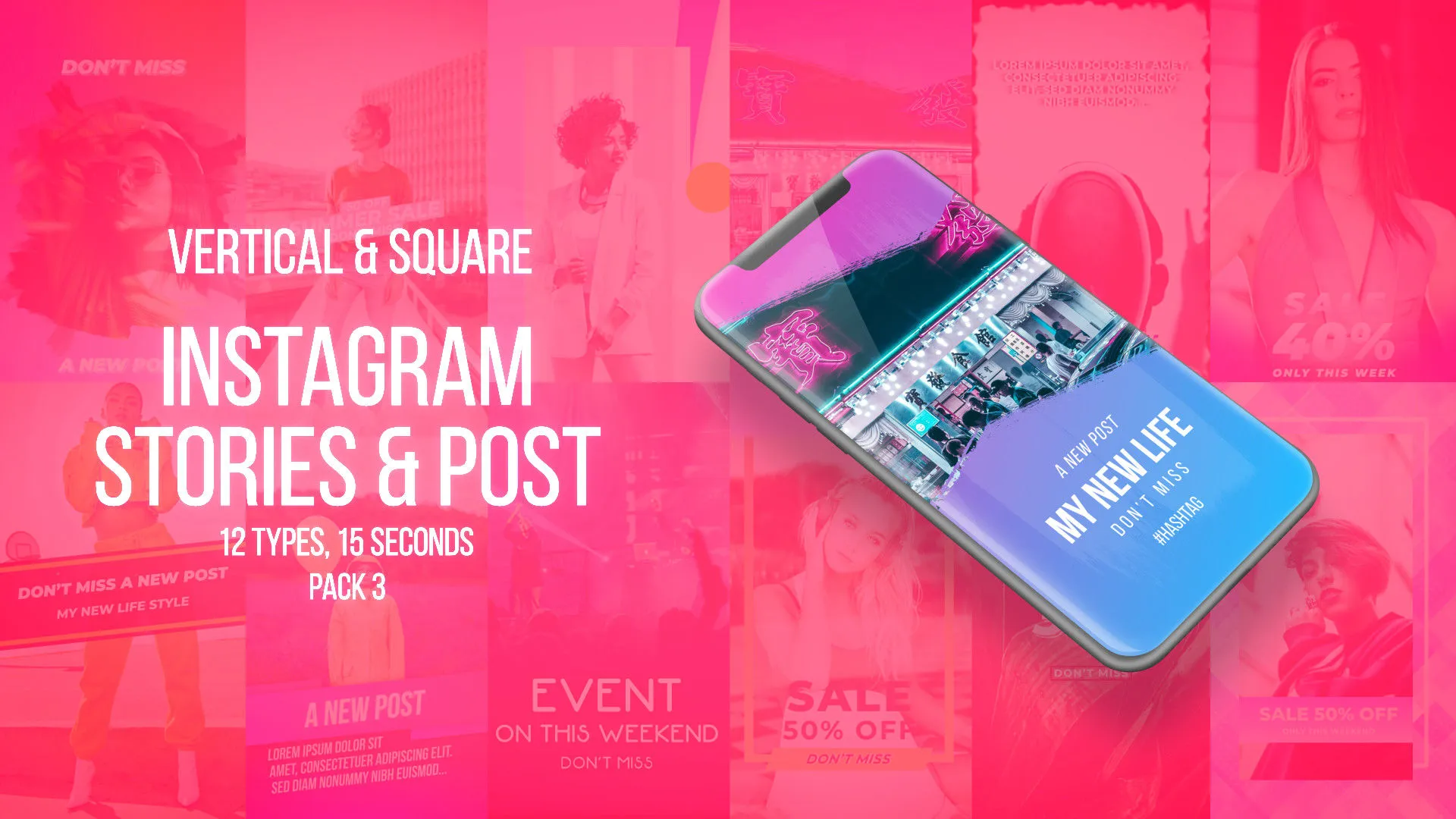 12种Instagram故事动画像素设计精选AE模板