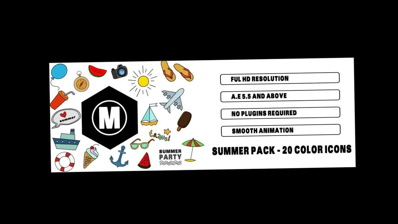 夏季包20种颜色图标像素设计精选AE模板