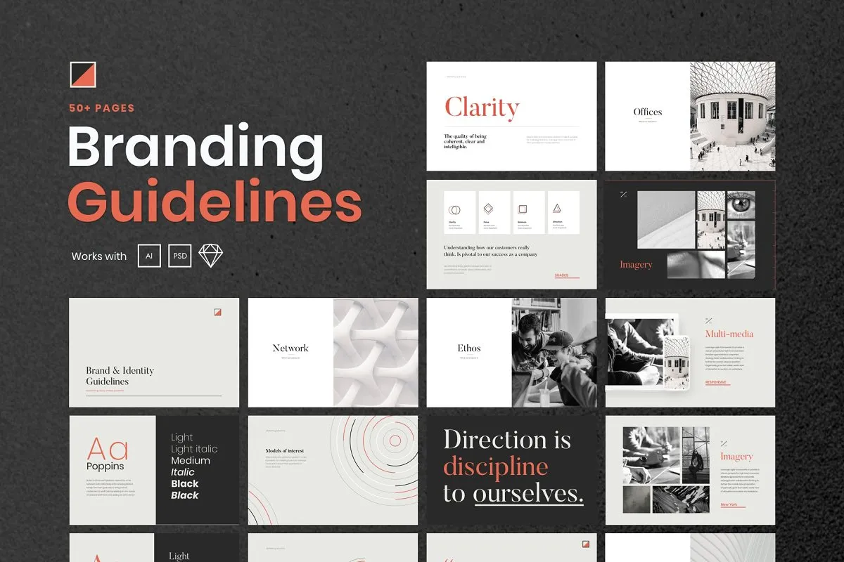 素材库下午茶：现代时尚品牌必备品牌指南手册模板插图(7)