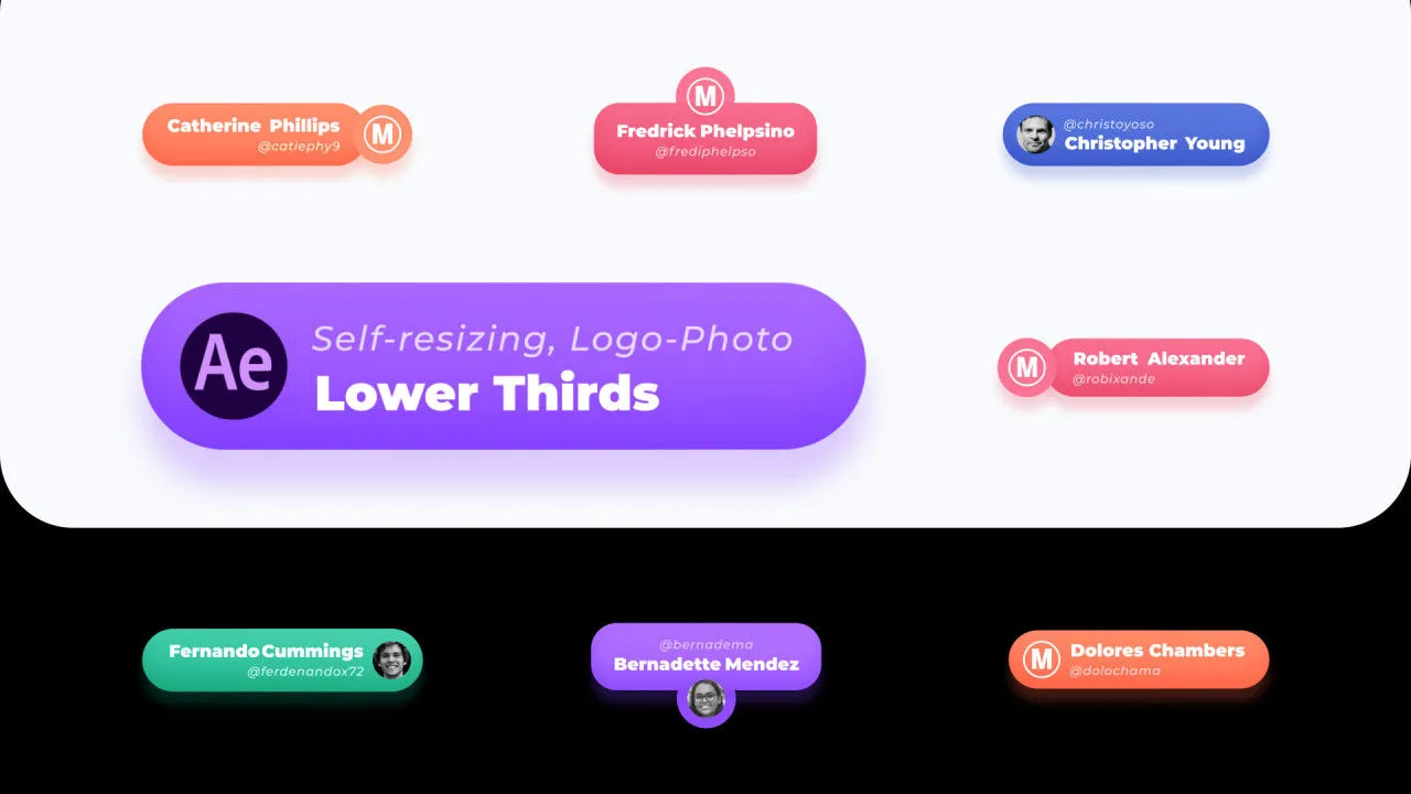 下三分之一的徽标照片自动缩放动画像素设计精选AE模板