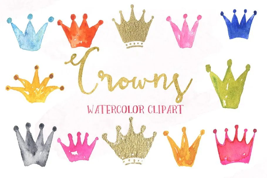 皇冠水彩剪剪贴画 Crowns watercolors clipart插图