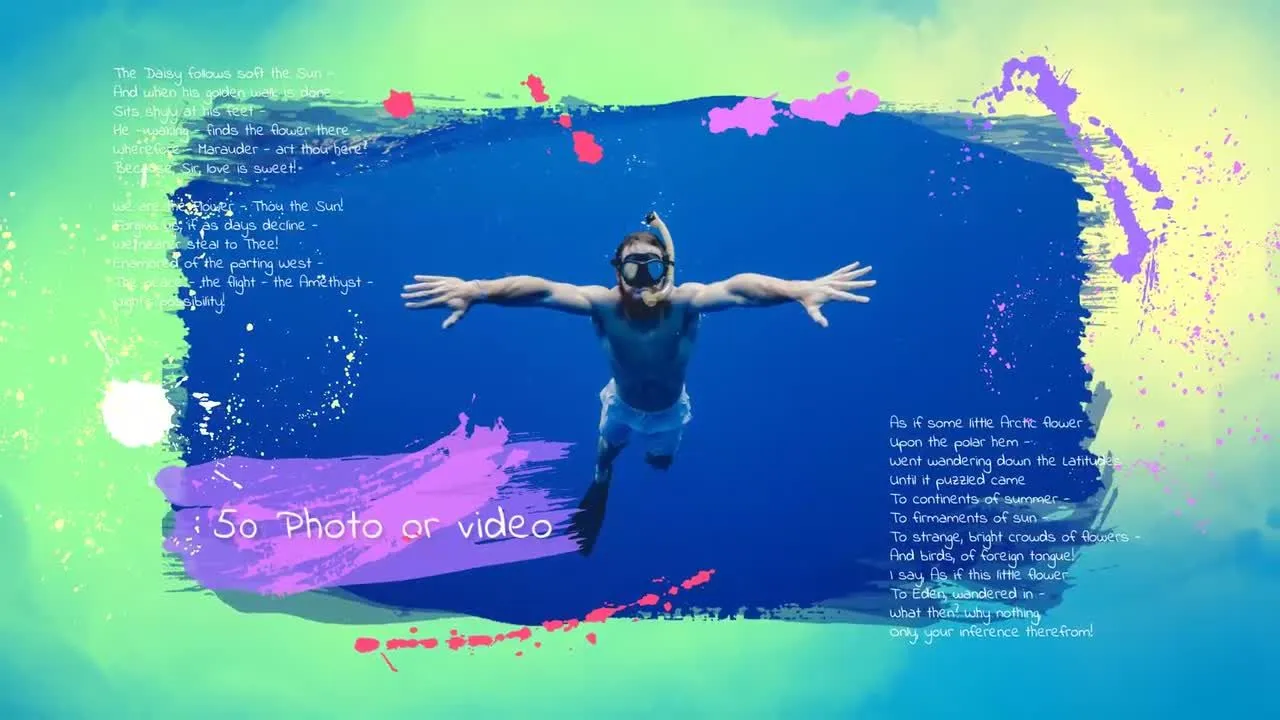 50个彩色墨水效果旅游照片展示幻灯片像素设计精选AE模板