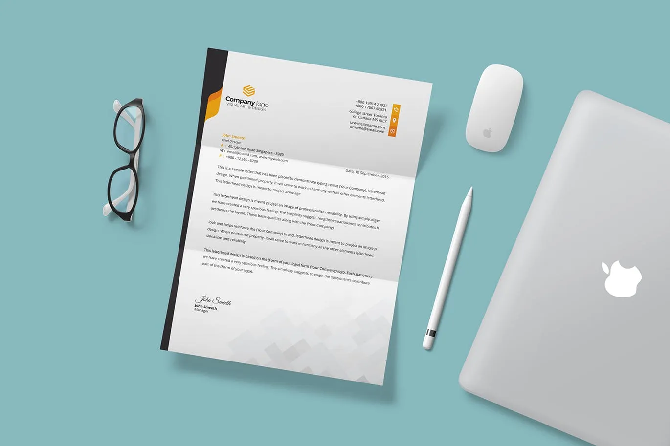 矢量可定制设计企业信纸模板 Letterhead插图(2)