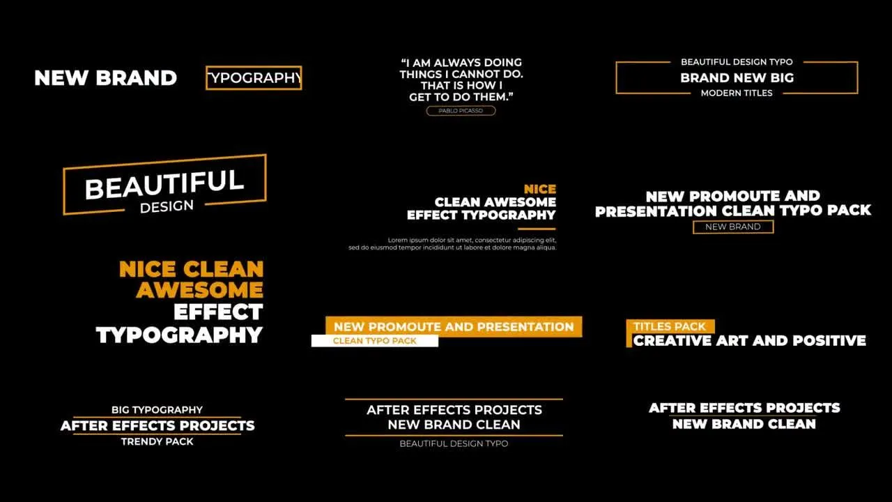 全屏文字标题字幕条排版设计像素设计精选AE模板