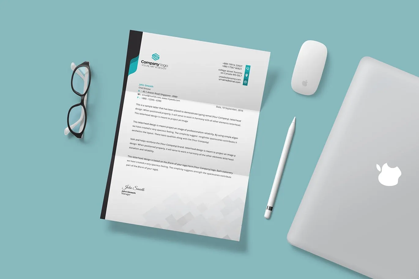 矢量可定制设计企业信纸模板 Letterhead插图(4)