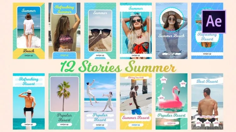 12个夏天的故事像素设计精选AE模板
