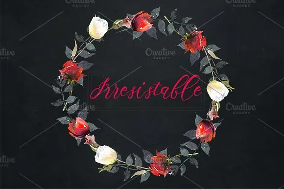 红色玫瑰花水彩剪贴画 Red Roses Watercolor Clipart Set插图(11)