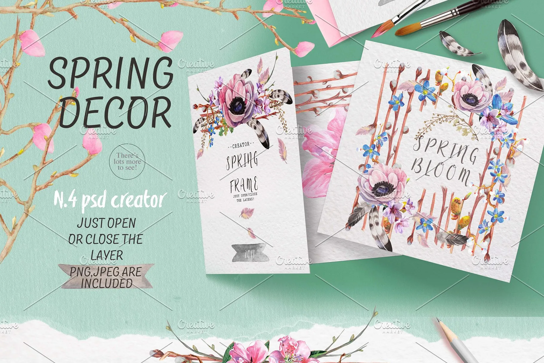 极力推荐：“春暖花开”水彩花卉设计素材包 "Spring bloom" 80 png插图(6)