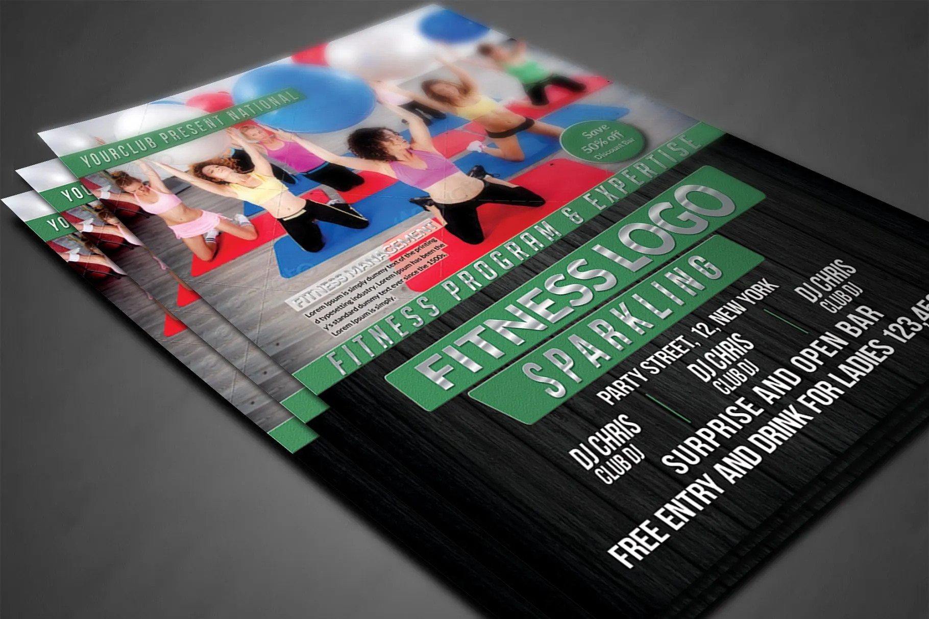 健身房俱乐部传单打印模板 Fitness Flyer Print Templates插图(2)