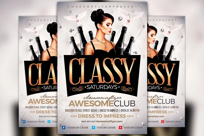 周末活动海报设计模板 Classy Saturdays Flyer Template