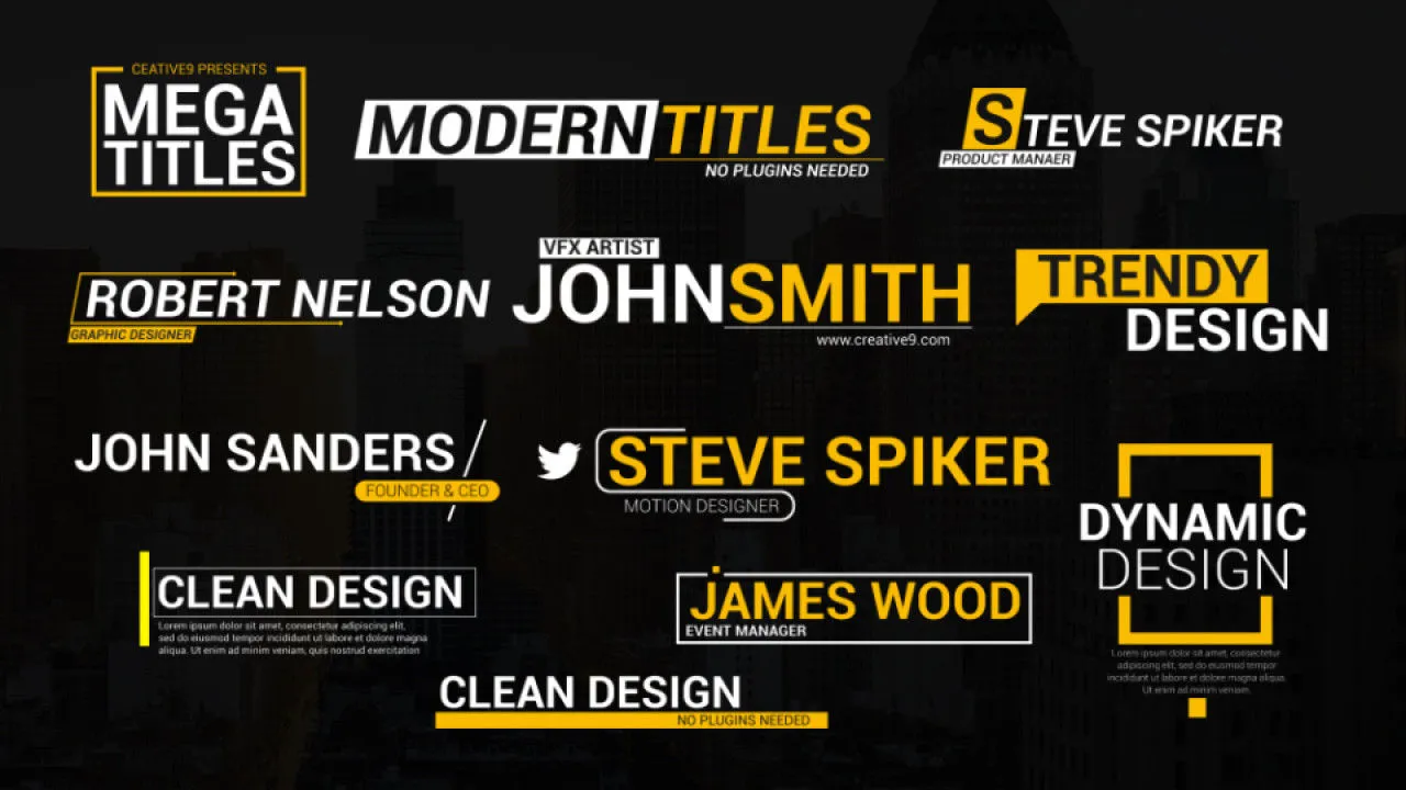 12个创造性的动画下三分之一标题字幕像素设计精选AE模板Lower Thirds