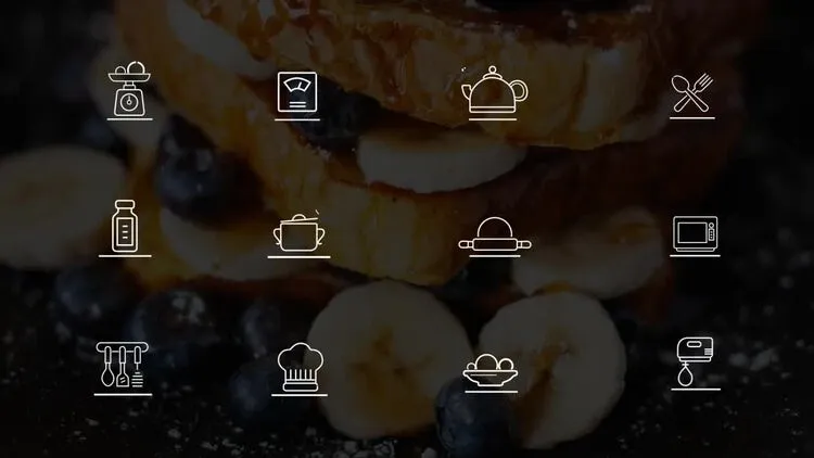 整洁有趣的厨房图标包像素设计精选AE模板