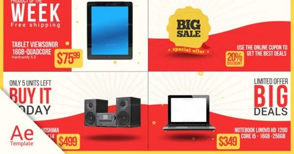 电子产品促销广告视频像素设计精选AE模板 Big Sale