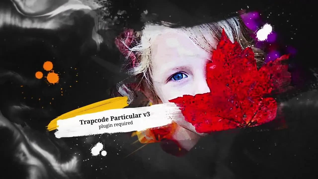 水墨绘画效果幻灯片动画过渡像素设计精选AE模板