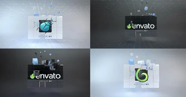 3D立方体骰子拼合logo演示像素设计精选AE模板 Corporate Cubes Logo Reveal