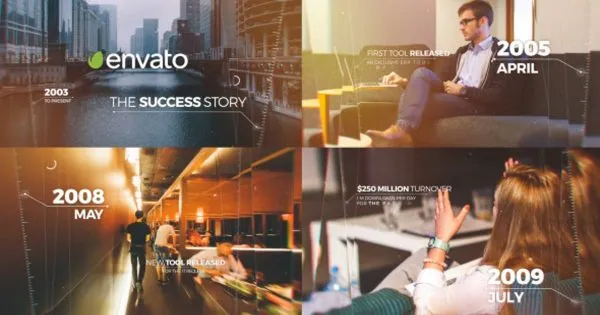 企业发展历程/里程碑宣传视频像素设计精选AE模板 Elegant Timeline Slideshow