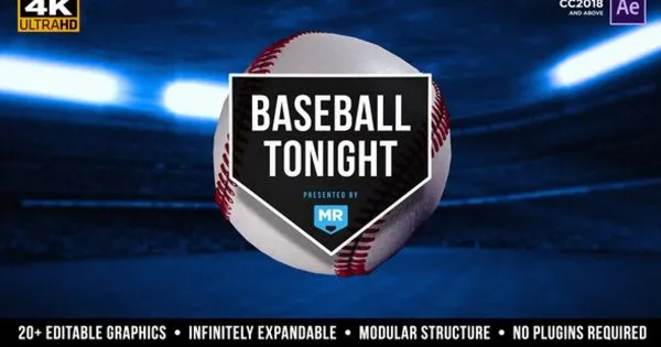 棒球之夜体育运动直播节目片头像素设计精选AE模板 Baseball Tonight Graphics Package
