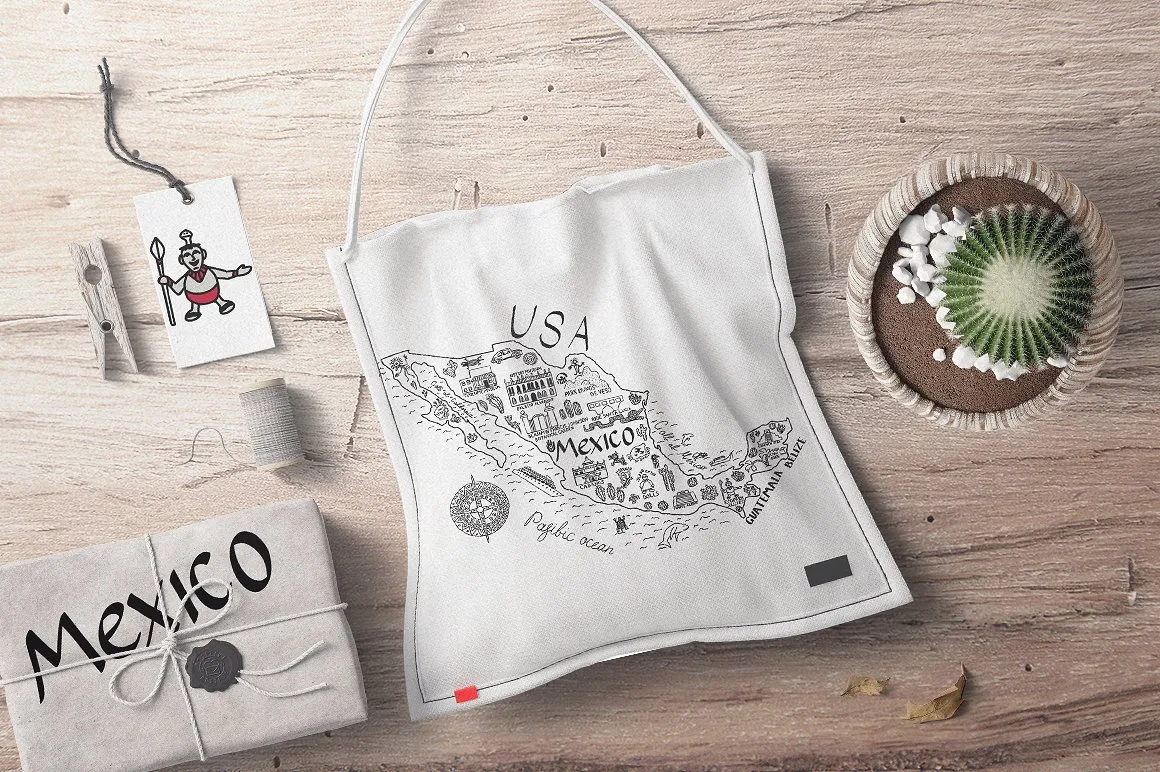 漂亮的墨西哥地图卡通插画矢量素材下载[ai,eps,png,jpg]插图(3)