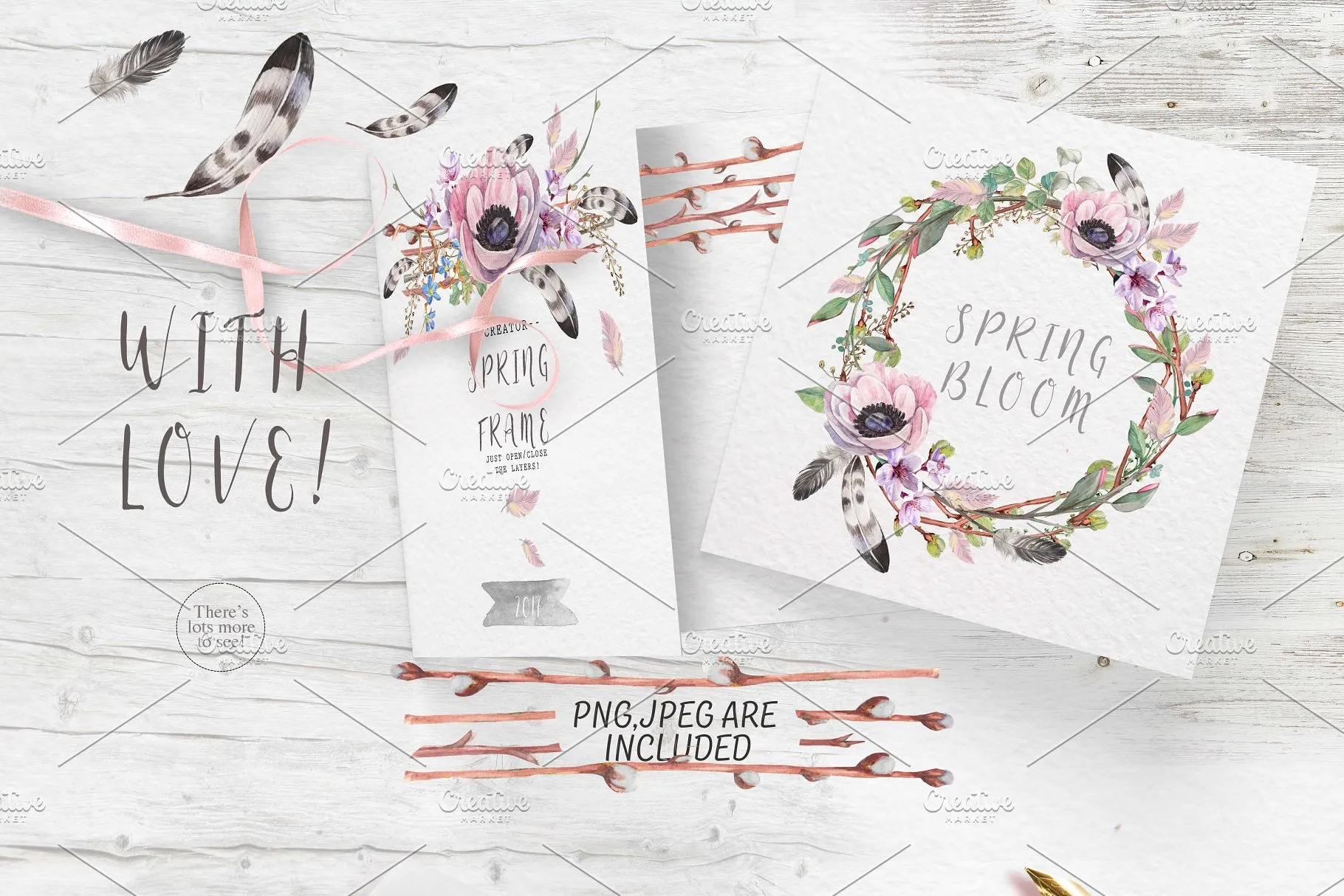 极力推荐：“春暖花开”水彩花卉设计素材包 "Spring bloom" 80 png插图(2)