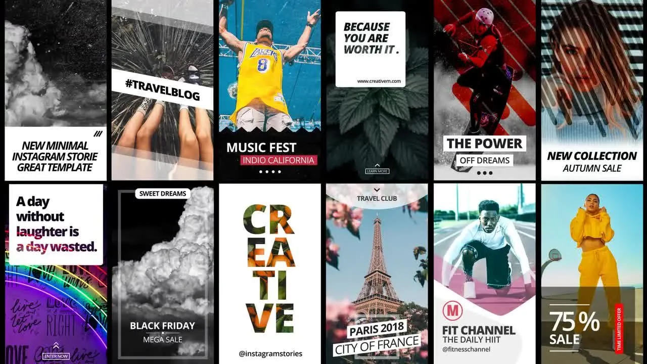 12个时尚精美创意的Instagram故事像素设计精选AE模板