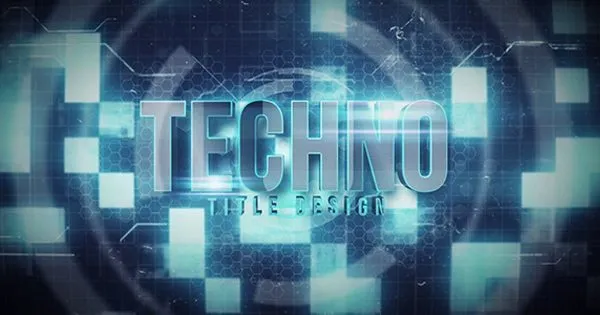 3D文本闪亮特效logo演示像素设计精选AE模板 Techno Title