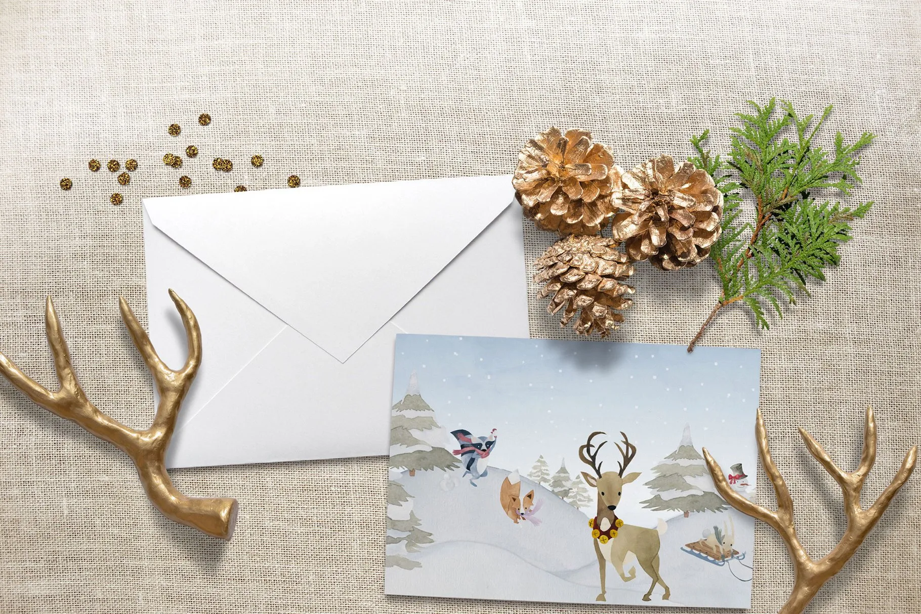 冬天冬季水彩场景设计素材包 Watercolor Winter Scene Creator插图(2)