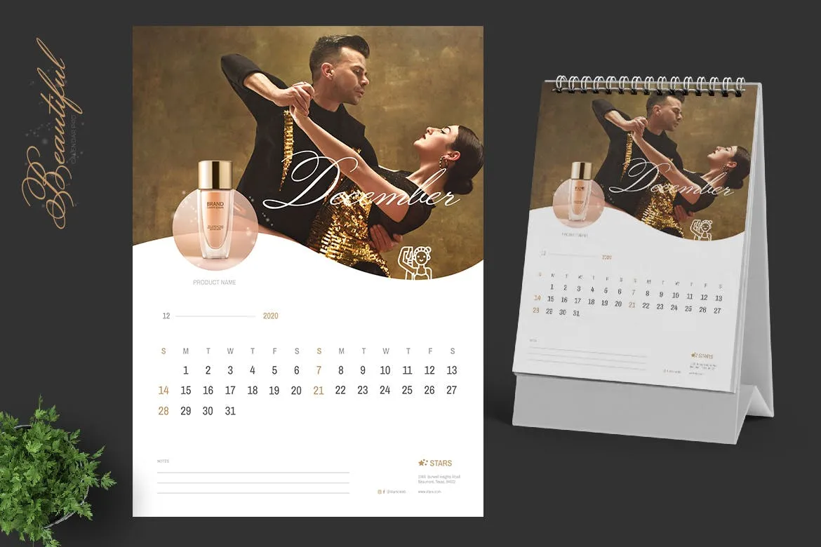 2020年美容行业定制竖版活页台历设计模板 2020 Clean Creative Beauty Calender Pro插图(7)
