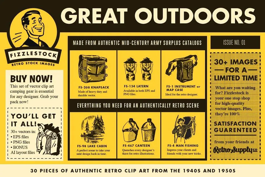 复古户外剪贴画 Great Outdoors | Real Retro Clip Art