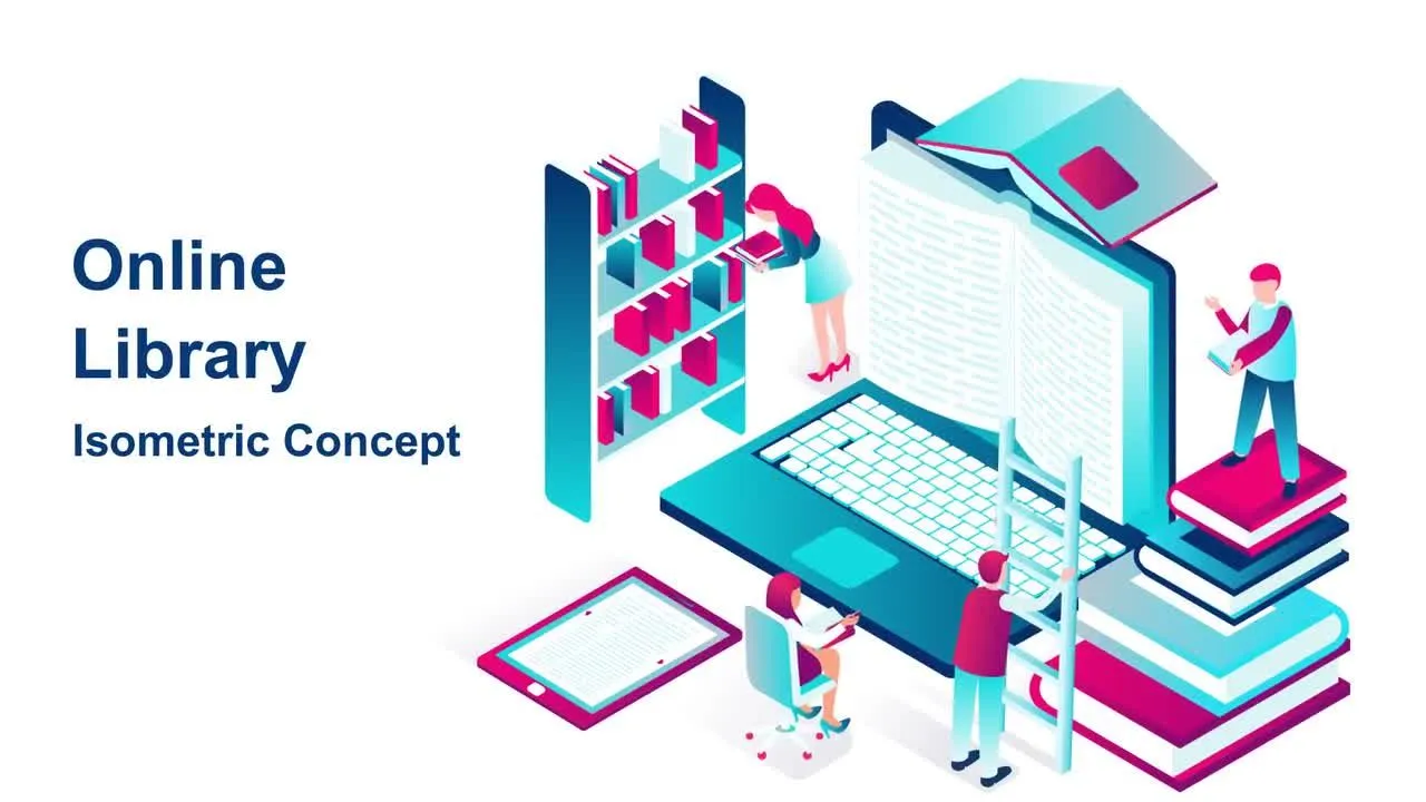 在线图书馆 – 等距概念像素设计精选AE模板