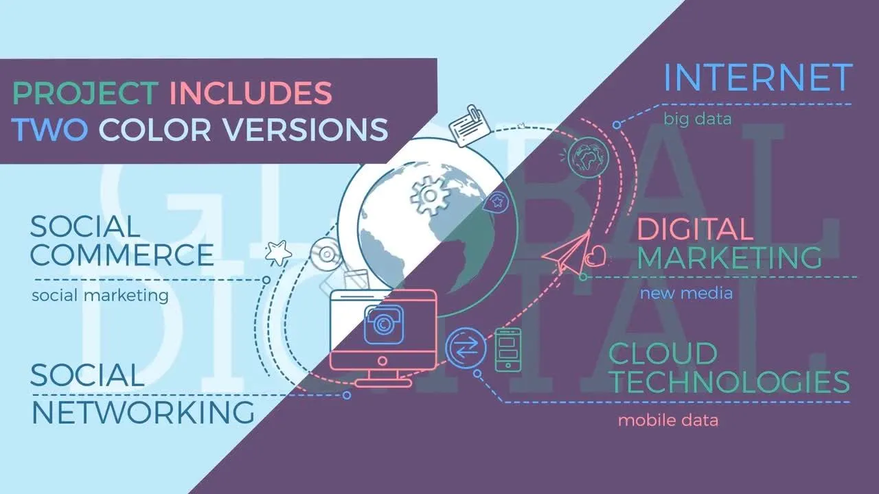 全球数字世界信息图宣传介绍像素设计精选AE模板
