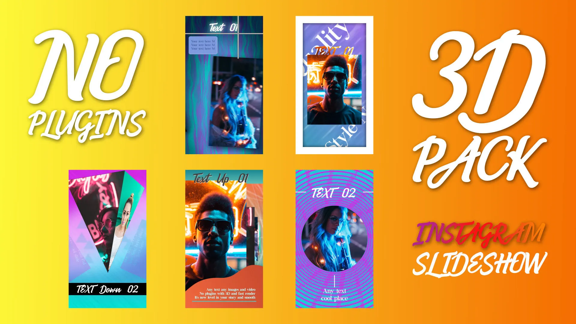 5个独特精美明亮的Instagram3D幻灯片故事像素设计精选AE模板
